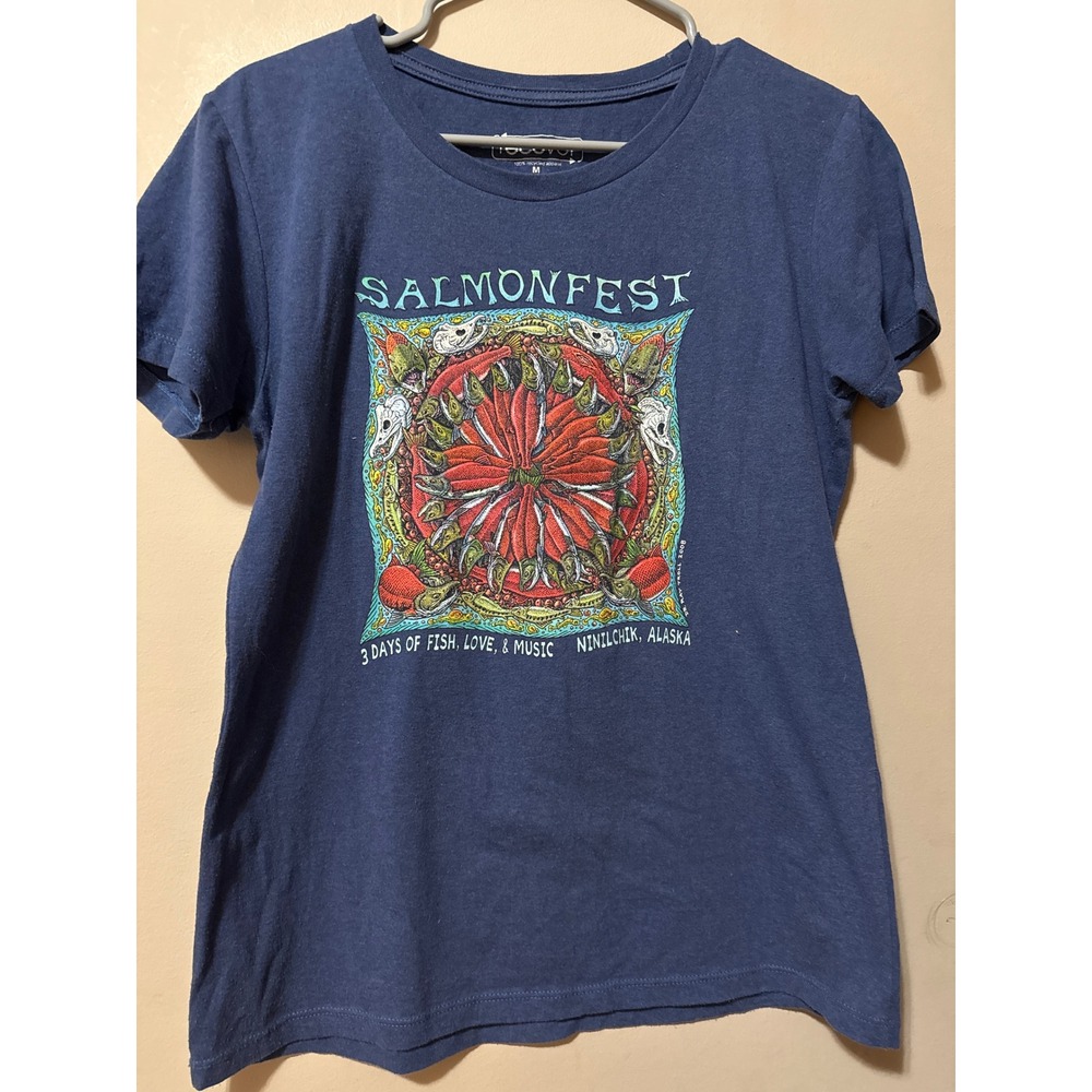 Recover Salmonfest Ninilchik Alaska Graphic T Shirt Women's Size M Recycled
